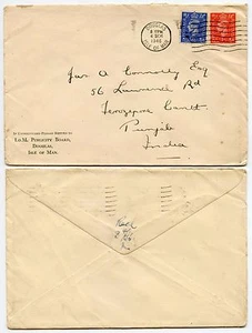 ISLE von MAN nach INDIEN WERBETAFEL BEDRUCKTER UMSCHLAG 2 1/2d + 1d KG6 1946 - Bild 1 von 1
