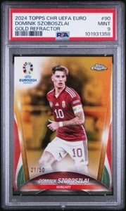 2024 Topps Chrome UEFA EURO Dominik Szoboszlai GOLD REFRACTOR /50 PSA 9 POP 1 - Picture 1 of 2