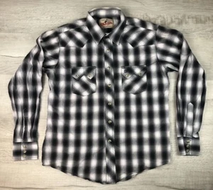 Vintage Wrangler Pearl Snap Shirt Western Plaid Button Up Mens S-M •see photos - Picture 1 of 19