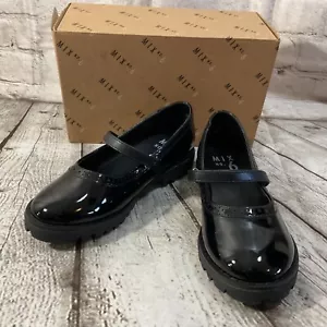 Mix No. 6 Girls Black Patent Faux Leather Mary Jane Shoes Youth Sz 2 Adj Strap - Picture 1 of 6