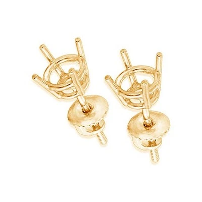 Screw Back Basket Stud Earrings Setting 14K Gold - Image 1 of 2