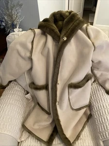 Dessie Basso Faux Suede Mink Coat Size 2x Fawn Color Dark Rich Brown Faux Mink - Picture 1 of 7