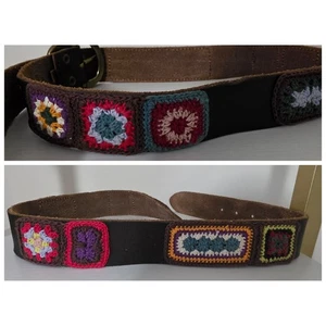 Lucky Brand Leder bestickt Häkel Gürtel Boho Lagenlook Hippie bunt - Bild 1 von 7