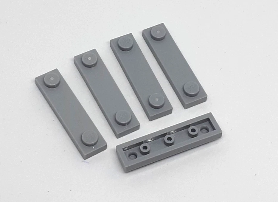 5 x Lego®  Classic Platte Modifiziert 1x4  2 Noppen 92593 hellgrau 41740 Fliese - Bild 1 von 2