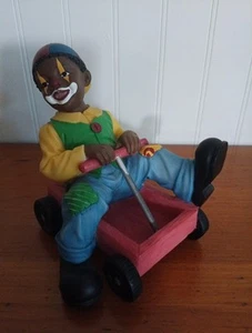 Vintage African American Boy Clown Riding Wagon by U.T.I. Rare Htf MINT - Picture 1 of 8