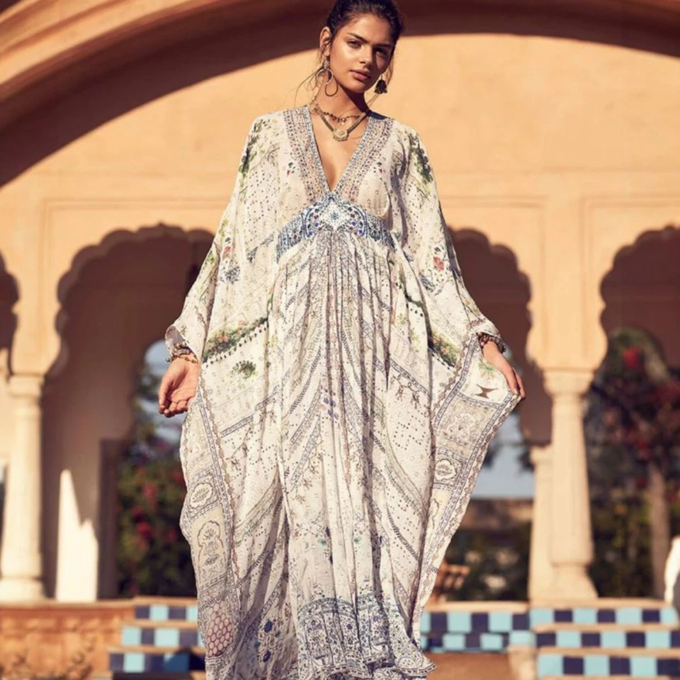 Camilla Breakfast With Silvia Kaftan Size S/M – Silk Printed Resort Dress - Image 1 of 4