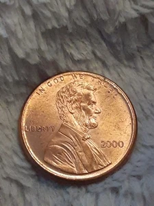 2000 P Lincoln Cent BU Reverse Extreme Rim Die Clash Yellow - Red Error Penny - Picture 1 of 24