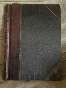 Antique 1800s Leather-Bound Ledger Book – Blank Pages, Marbled Edges, Gilt... - Picture 1 of 24