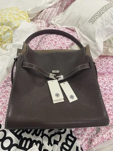 1098 $ Tory Burch neu Radziwill 100 % Leder braun 12”x11x6” Wildleder Seitentasche - Bild 1 von 24