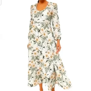 Tuckernuck Maxi Dress Medium Floral Prairie Long Sleeve Linen Cotton - Picture 1 of 12
