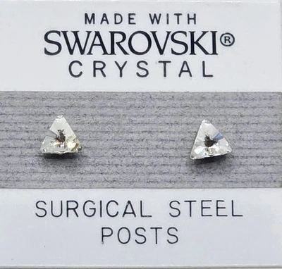 Silver Triangle Stud Earrings 5mm Crystal Made with Swarovski Element - Image 1 of 3