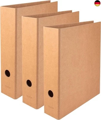 FALKEN Original 3er Pack Vegan-Ordner Pure Nature. Made in Germany. 8 cm breit