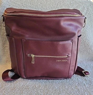 Fawn Design Diaper Bag and Backpack Color: Burgundy Pockets Strap New - Image 1 of 4