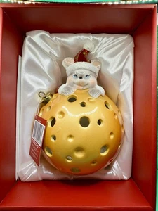 Large Mouse Ceramic Ball Christmas Decoration Light Changing Gold Ornament - Picture 1 of 8