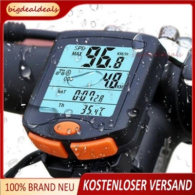 Funk Fahrradcomputer Kabellos LCD Fahrrad Tachometer Radfahren Kilometerzähler - Bild 1 von 4