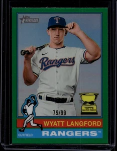 2025 Topps Heritage #29 Wyatt Langford Chrome Green Refractor #/99 - Picture 1 of 2