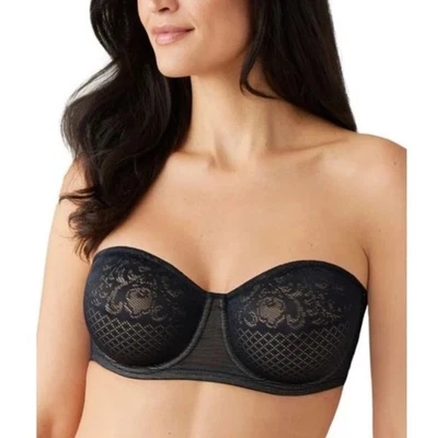 Sutiã minimizador feminino WACOAL efeitos visuais sem alças 36G preto com fio novo com etiquetas - Imagem 1 de 4