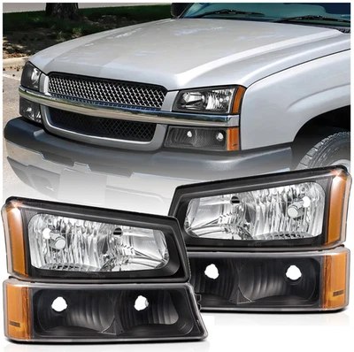 Faros negros ámbar lámparas de parachoques para Chevy Silverado 1500 2500 3500 2003-2006 Foto 1 de 4