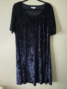Westport Blue Velvet Dress Trendy Whimsigoth Prairie Dark Feminine Boho Size 1X - Picture 1 of 6