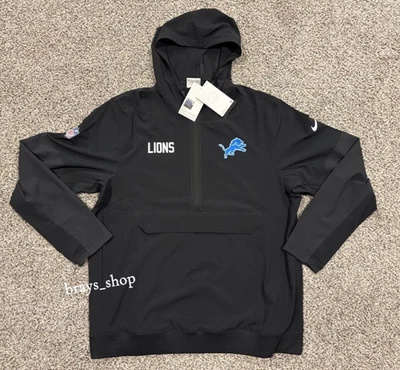 Detroit Lions 2025 Nike Sideline Alt Pack Anorak Half-Zip Hoodie Jacket - Black - Image 1 of 4