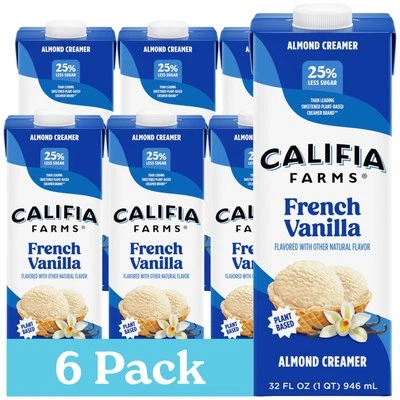Vanilla Almondmilk Non Dairy Creamer 32 Fl Oz Pack of 6 Plant Based Guilt Free - Image 1 of 4