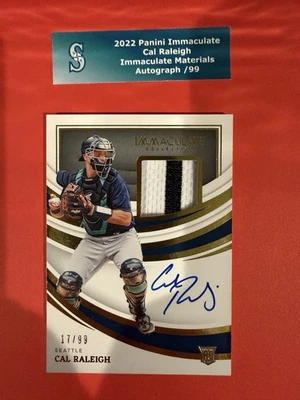 2022 Panini Immaculate Cal Raleigh Immaculate Materials Auto IMA-CR /99 **RC** - Image 1 of 2