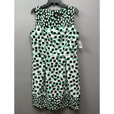 Ronni Nicole Dress Womens Size 14 Sheath Sleeveless Green Black Office Career - Image 1 of 4