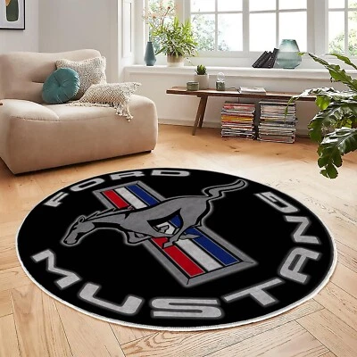 Ford Mustang Circular Area Rug, Mens Cave Decoration, Ford Mustand Decor - Image 1 of 4