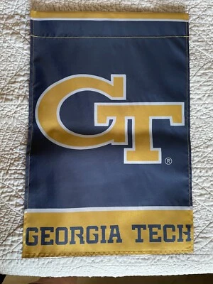 NUEVA Chaqueta Amarilla Georgia Tech 2 Doble Cara Jardín Bandera Exterior Bandera 12x18" Foto 1 de 2