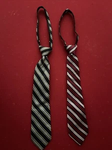 Chaps Striped Multi-Color Boys 100% silk Zipper & Clip Ties pack of 2 - Picture 1 of 5