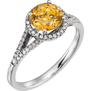 Diamant & echter Citrin Geburtsstein Ring in 14K Weißgold (1/5 ct. tw.) - Bild 1 von 2