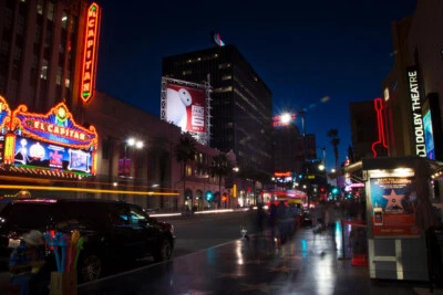 Hollywood Boulevard at Night El Capitan Theatre Photo Art Print Poster 18x12 - Image 1 of 3