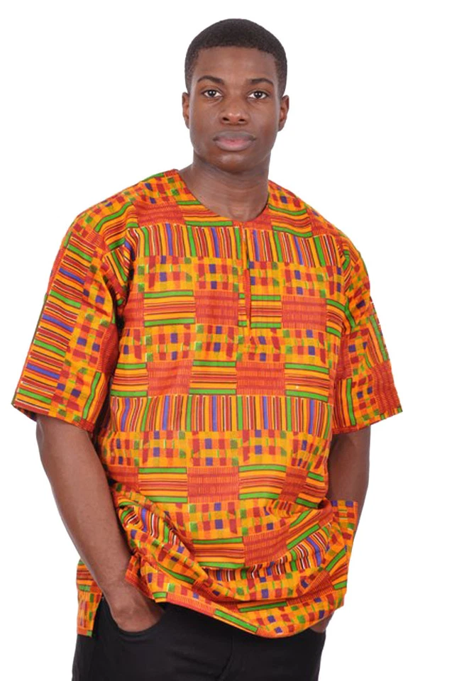 "HANDMADE" Kente African Print Dashiki Shirt DP3227M