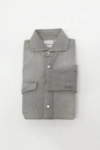 NWT$1095 Brunello Cucinelli Men Leisure Fit Denim Snap-Down Shirt Size XS A252 - Picture 1 of 6