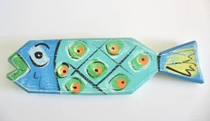 PLACA DE PEZ AZUL TROPICAL ARTE DE PARED DE MADERA DE COLECCIÓN DE WENDY MCKINNEY - Imagen 1 de 3