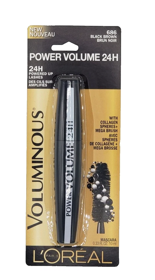NEW L'OREAL VOLUMINOUS POWER VOLUME 24H MASCARA-686 BLACK BROWN - Image 1 of 1