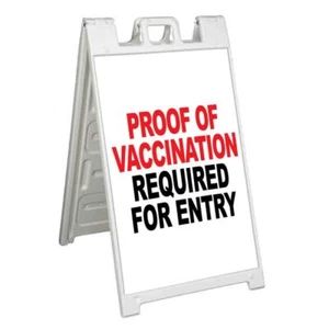 PROOF OF VACCINATION REQUIRED Signicade 24x36 Aframe Sidewalk Sign Banner Decal - Picture 1 of 9