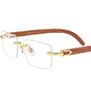 Lujo Monturas de Gafas de Madera Natural Sin Montura Hombre Mujer Gafas RX 54-18-140 - Imagen 1 de 10