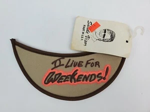 Vintage 1980's Sunglasses Visor Hat brim Slip-On "I Live for Weekends!" Orange - Picture 1 of 8