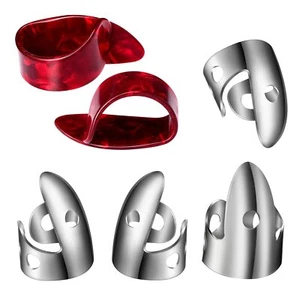 6 Pack Banjo Finger Picks Set Stainless Steel Finger Picks and Thumb Picks - Picture 1 of 7