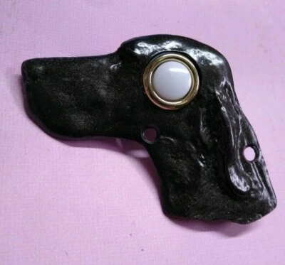 Timbre con cabeza de perro botón timbre con aceite bronce enchapado en acero fundido en zinc Foto 1 de 3