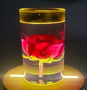 3.2 " Echt Rot Rose IN Harz Teelicht Kerze Gefallen Halter Juni Birth Monat - Bild 1 von 12