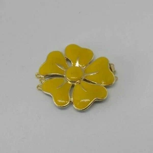 Chiusura fermaglio fiore collana 3 fili metallo colore oro smalto giallo c29 - Foto 1 di 4