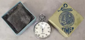 Reloj Bolsillo Temporizador Cronómetro Minerva Funcionando De Colección en Caja, Suizo, BONITO Estado. - Imagen 1 de 24