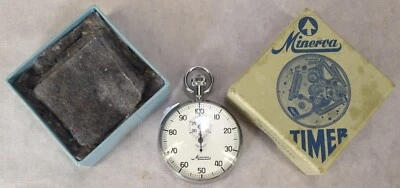 Vintage Working Minerva Stopwatch Timer Pocket Watch in Box, Swiss, NICE Cond. - Image 1 of 4