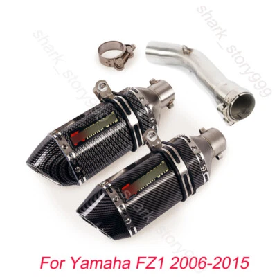 Slip para Yamaha FZ1 Fazer 2006-2015 sistema de escape silenciador puntas tubo medio negro Foto 1 de 4