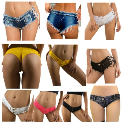 Women's Sexy Denim Shorts Lace Up Tie Side Short Jeans Micro Hot Pants Beachwear - Image 1 of 4