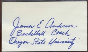 Oregon State University Basketball Coach-James E Anderson Autographed Index Card - Picture 1 of 1