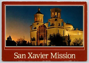 Postcard Night Lighting of San Xavier Mission Tucson Arizona - Picture 1 of 2