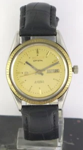 Ricoh Men Automatic 21J Gold Dial D&D Working Condition Wristwatch Leather Band - Picture 1 of 9